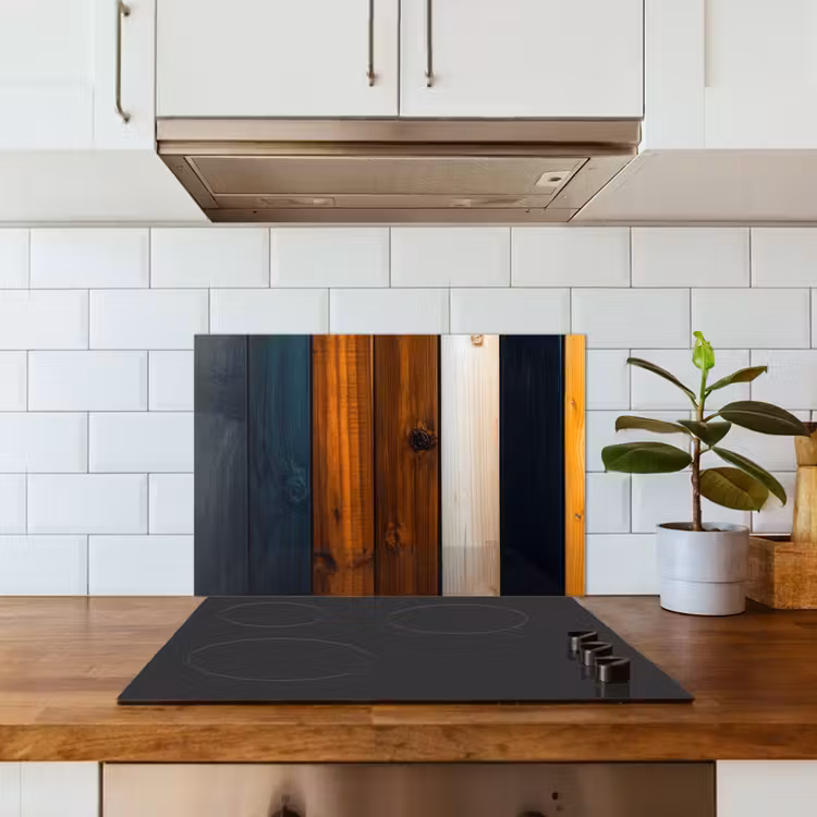 Spatscherm keuken - Hout - Planken - Donker - Warm — 5