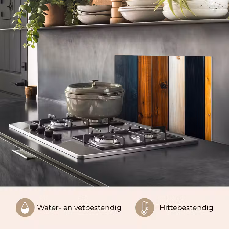 Spatscherm keuken - Hout - Planken - Donker - Warm — 6
