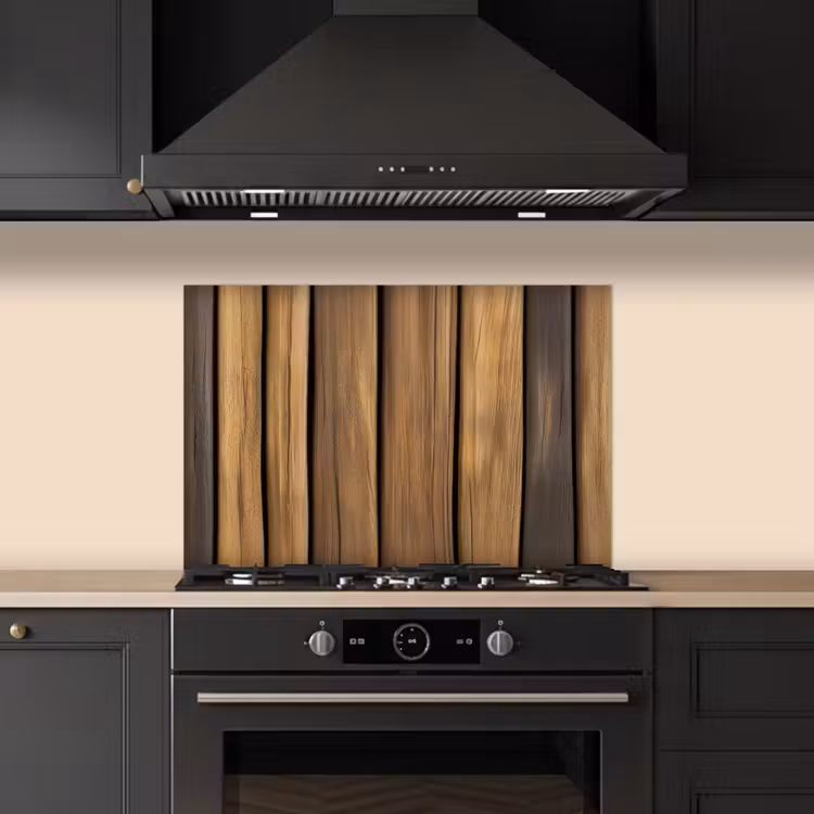 Spatscherm keuken - Hout - Planken - Natuurtinten — 1