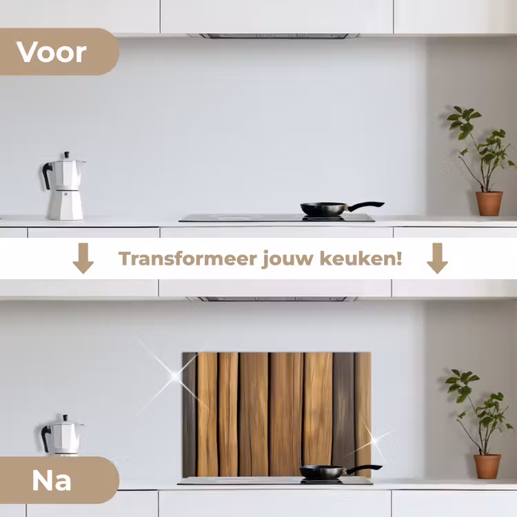 Spatscherm keuken - Hout - Planken - Natuurtinten — 2