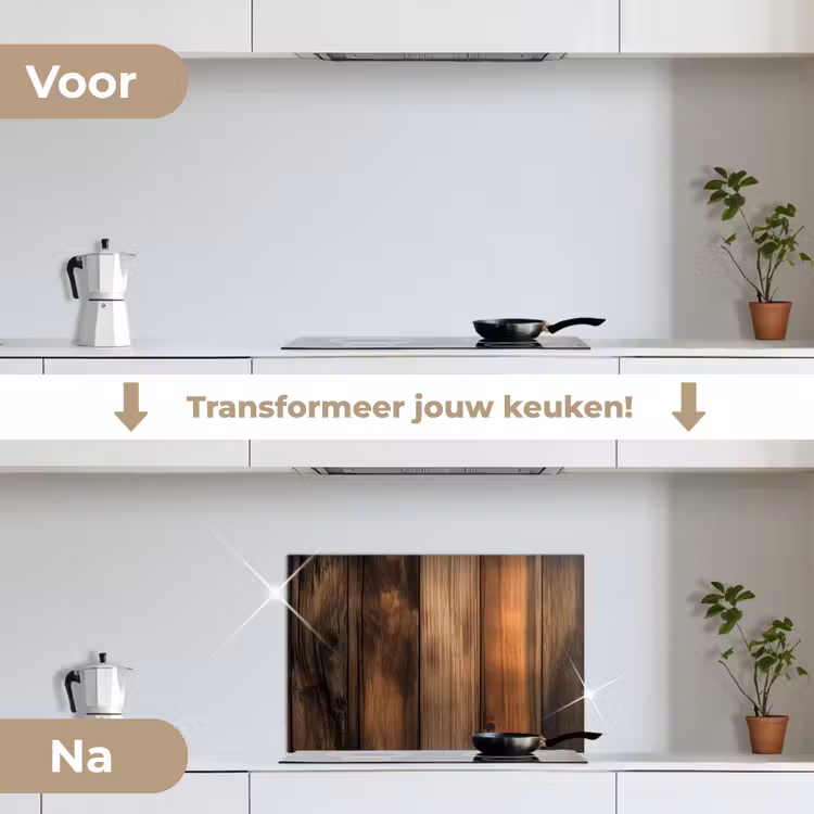 Spatscherm keuken - Hout - Rustiek - Donkere Planken — 2