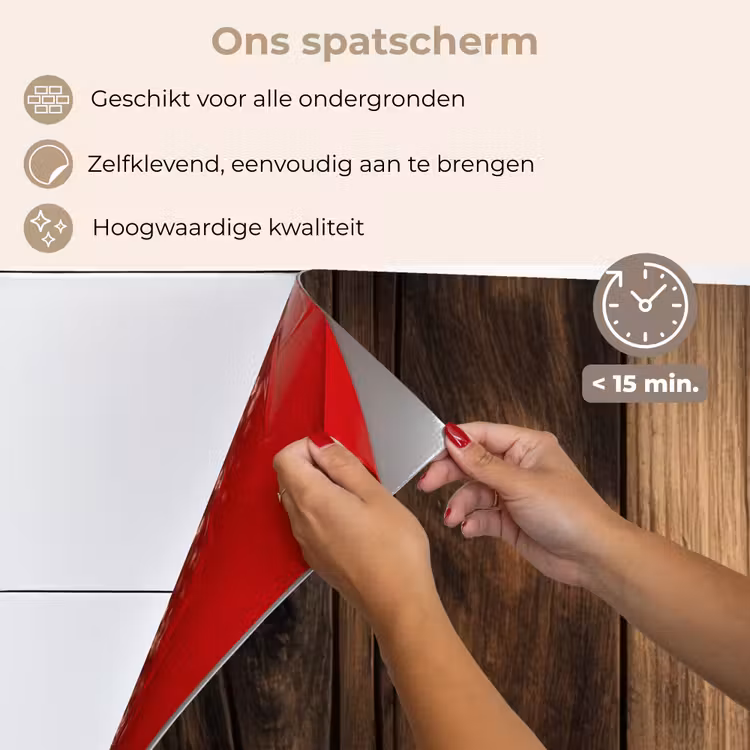 Spatscherm keuken - Hout - Rustiek - Donkere Planken — 3