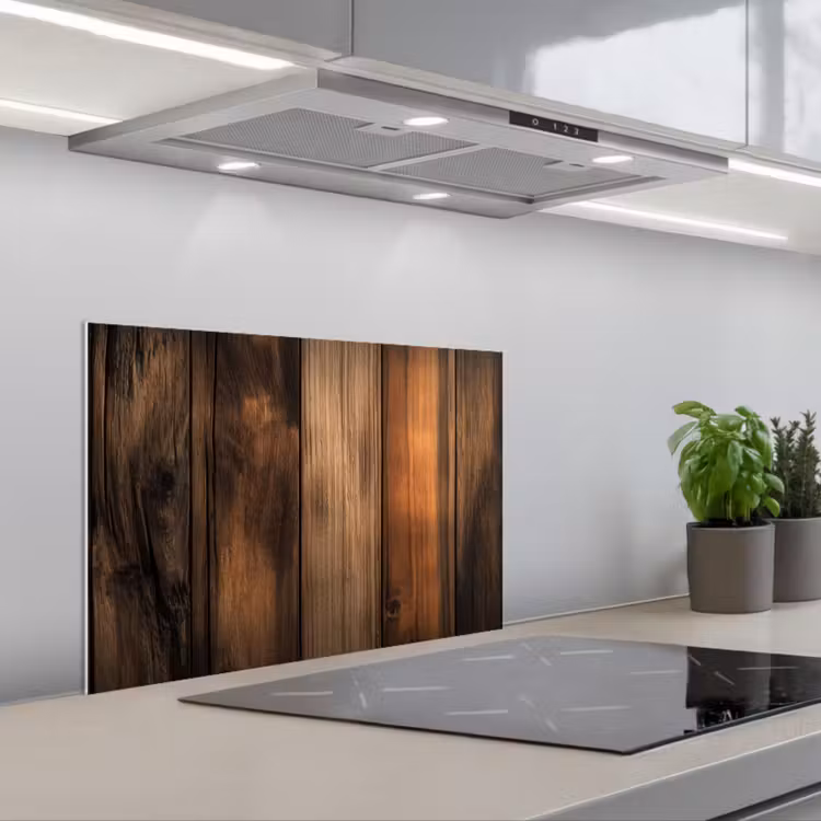 Spatscherm keuken - Hout - Rustiek - Donkere Planken — 4
