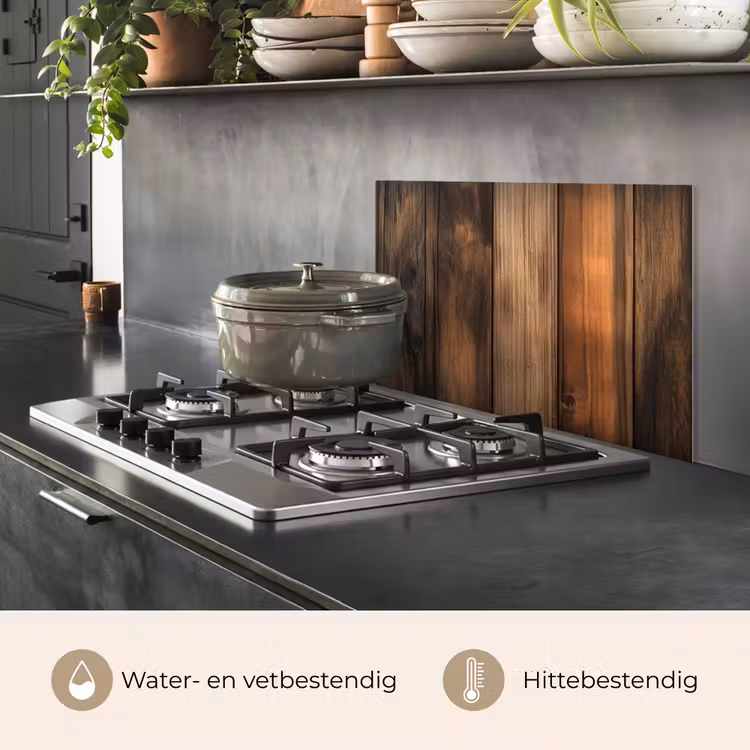 Spatscherm keuken - Hout - Rustiek - Donkere Planken — 6