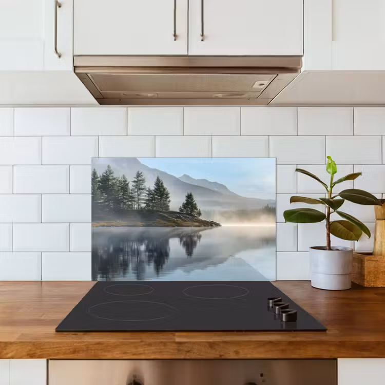 Spatscherm keuken - Meer - Mist - Bergen - Landschap — 5