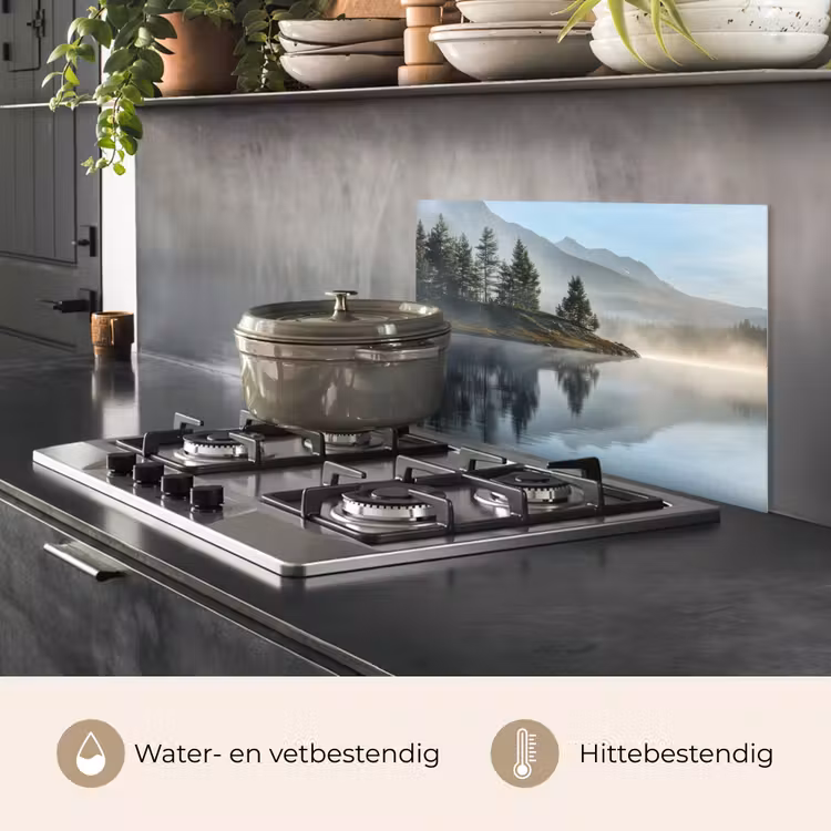Spatscherm keuken - Meer - Mist - Bergen - Landschap — 6