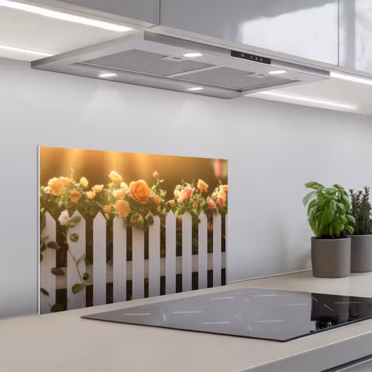 Spatscherm keuken - Rozen - Hek - Zonlicht — 4