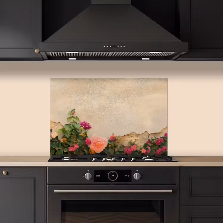 Spatscherm keuken - Rozen - Muur - Vintage — 1