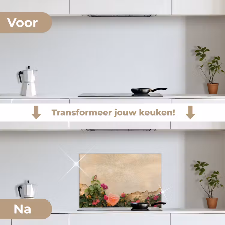 Spatscherm keuken - Rozen - Muur - Vintage — 2