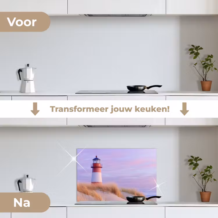 Spatscherm keuken - Vuurtoren - Duinen - Zonsondergang — 2