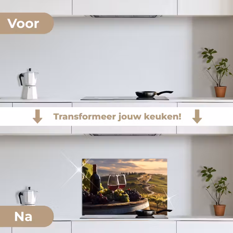 Spatscherm keuken - Wijn - Druiven - Heuvels - Landschap — 2