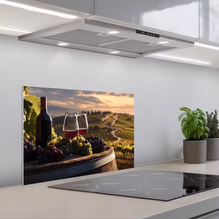 Spatscherm keuken - Wijn - Druiven - Heuvels - Landschap — 4
