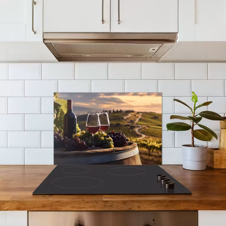 Spatscherm keuken - Wijn - Druiven - Heuvels - Landschap — 5