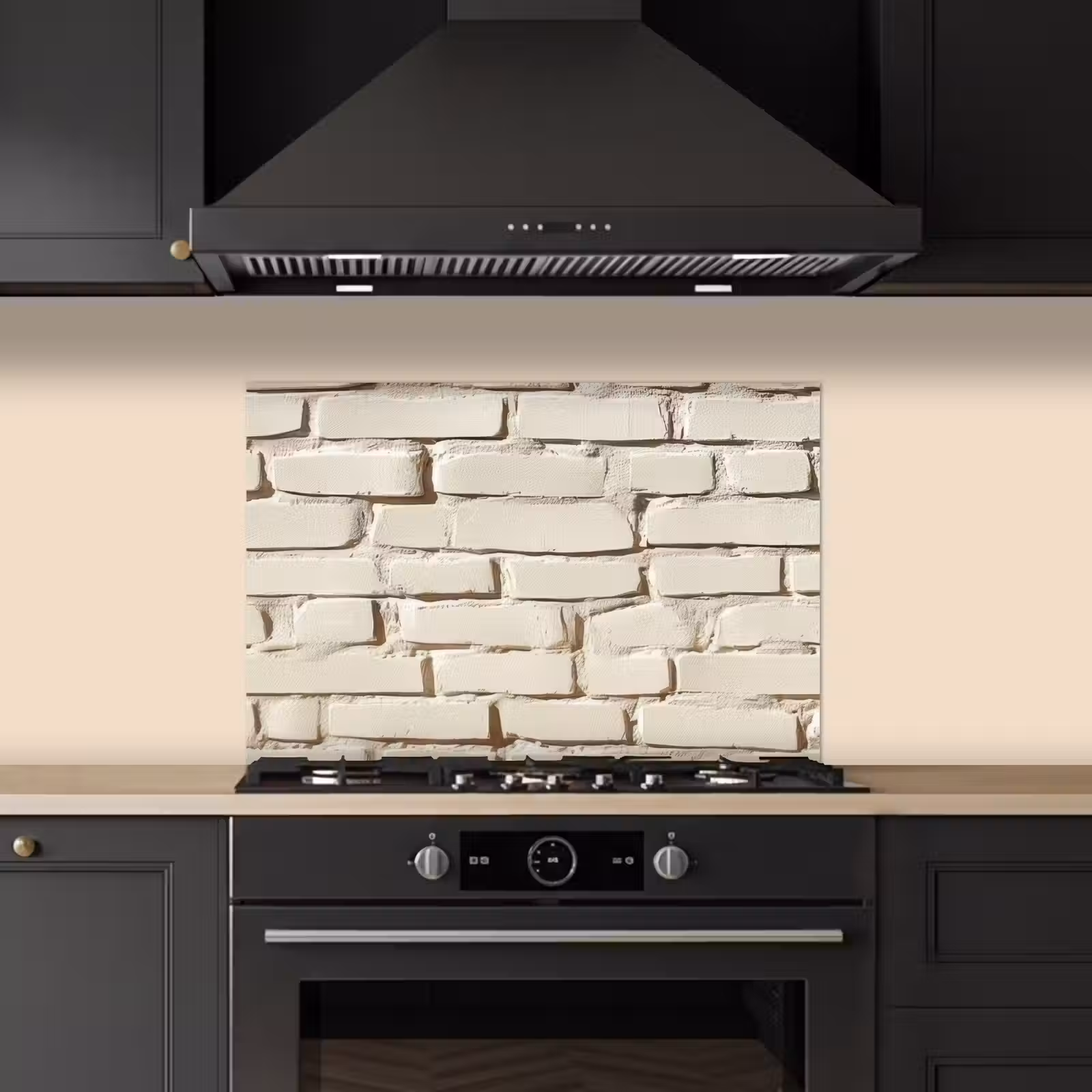 Spatscherm keuken - Bakstenen - Muur - Licht - Wit — 1