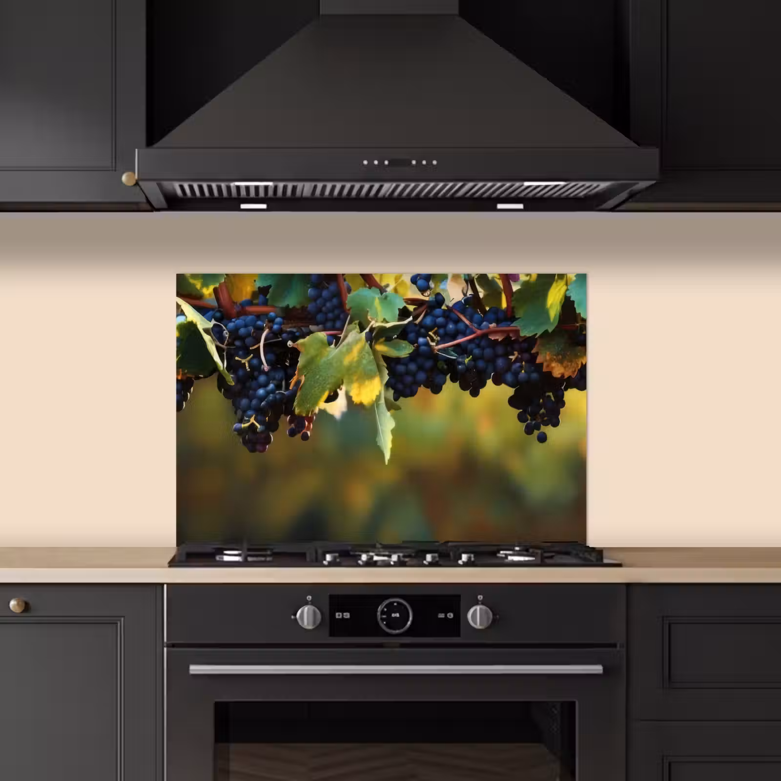 Spatscherm keuken - Druiven - Wijn - Natuur - Groen — 1