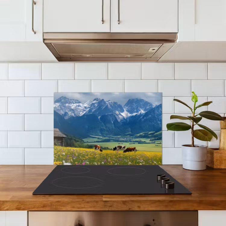 Spatscherm keuken - Alpen - Weide - Bergen - Koeien — 5