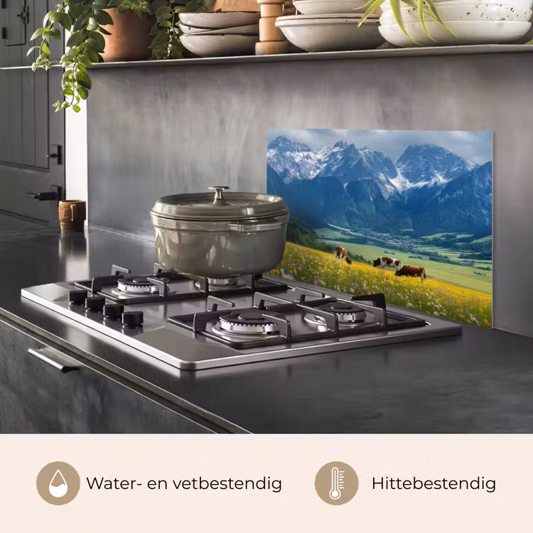 Spatscherm keuken - Alpen - Weide - Bergen - Koeien — 6