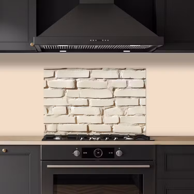 Spatscherm keuken - Bakstenen - Muur - Licht - Wit — 1