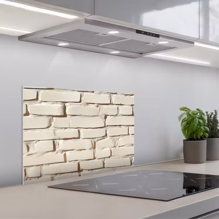 Spatscherm keuken - Bakstenen - Muur - Licht - Wit — 4