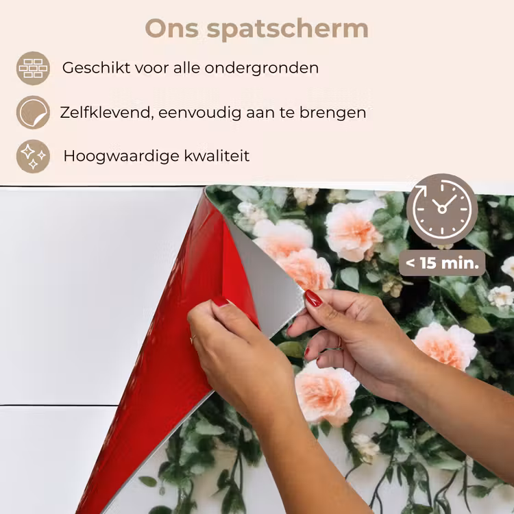 Spatscherm keuken - Bloemen - Muur - Rozen - Groen — 3
