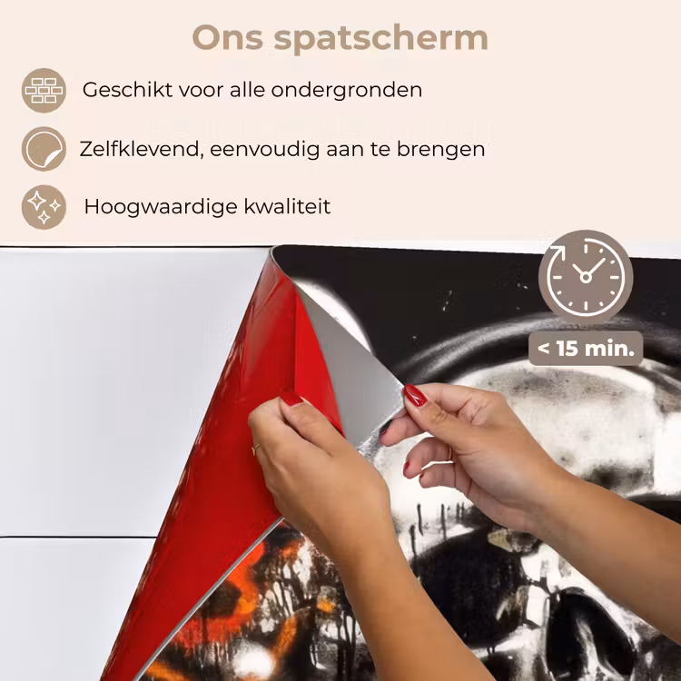 Spatscherm keuken - Schedels - Kunst - Donker - Rood — 3