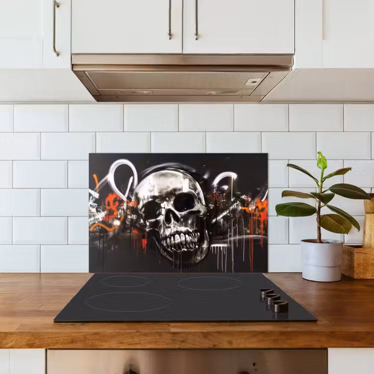 Spatscherm keuken - Schedels - Kunst - Donker - Rood — 5