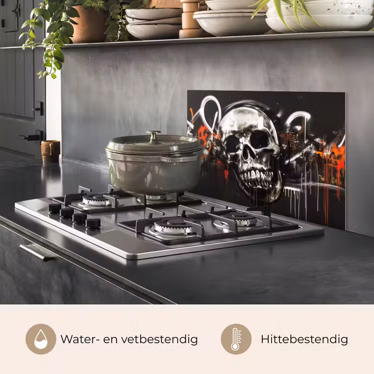Spatscherm keuken - Schedels - Kunst - Donker - Rood — 6