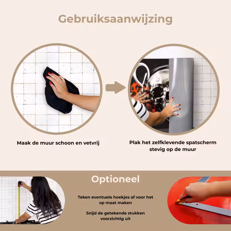Spatscherm keuken - Schedels - Kunst - Donker - Rood — 7