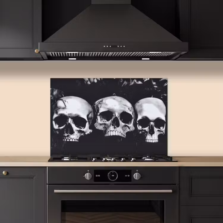 Spatscherm keuken - Schedels - Zwart - Contrast — 1