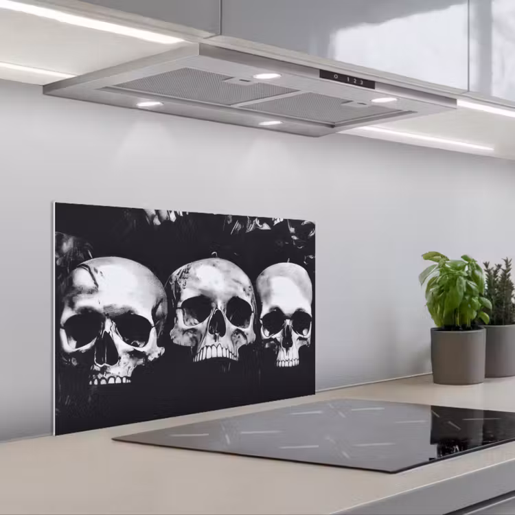 Spatscherm keuken - Schedels - Zwart - Contrast — 4