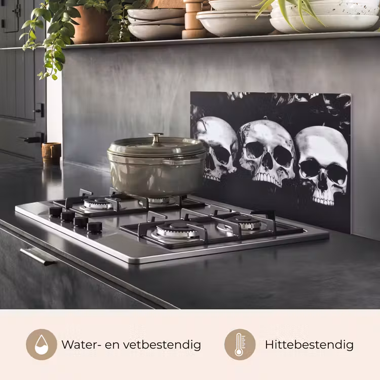 Spatscherm keuken - Schedels - Zwart - Contrast — 6