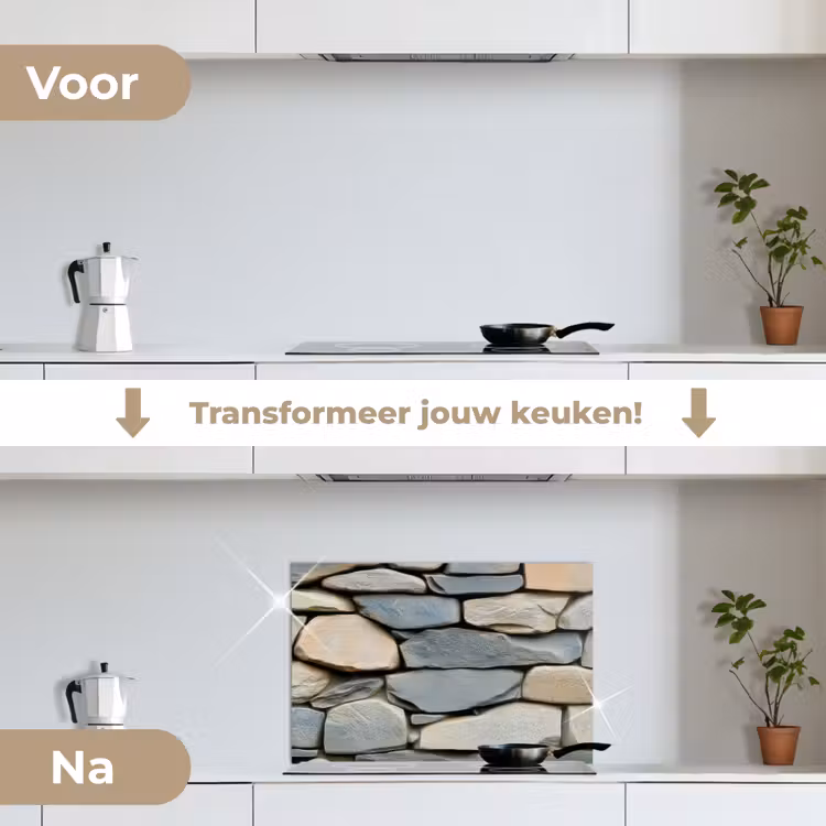 Spatscherm keuken - Stenen - Rustiek - Grijs — 2