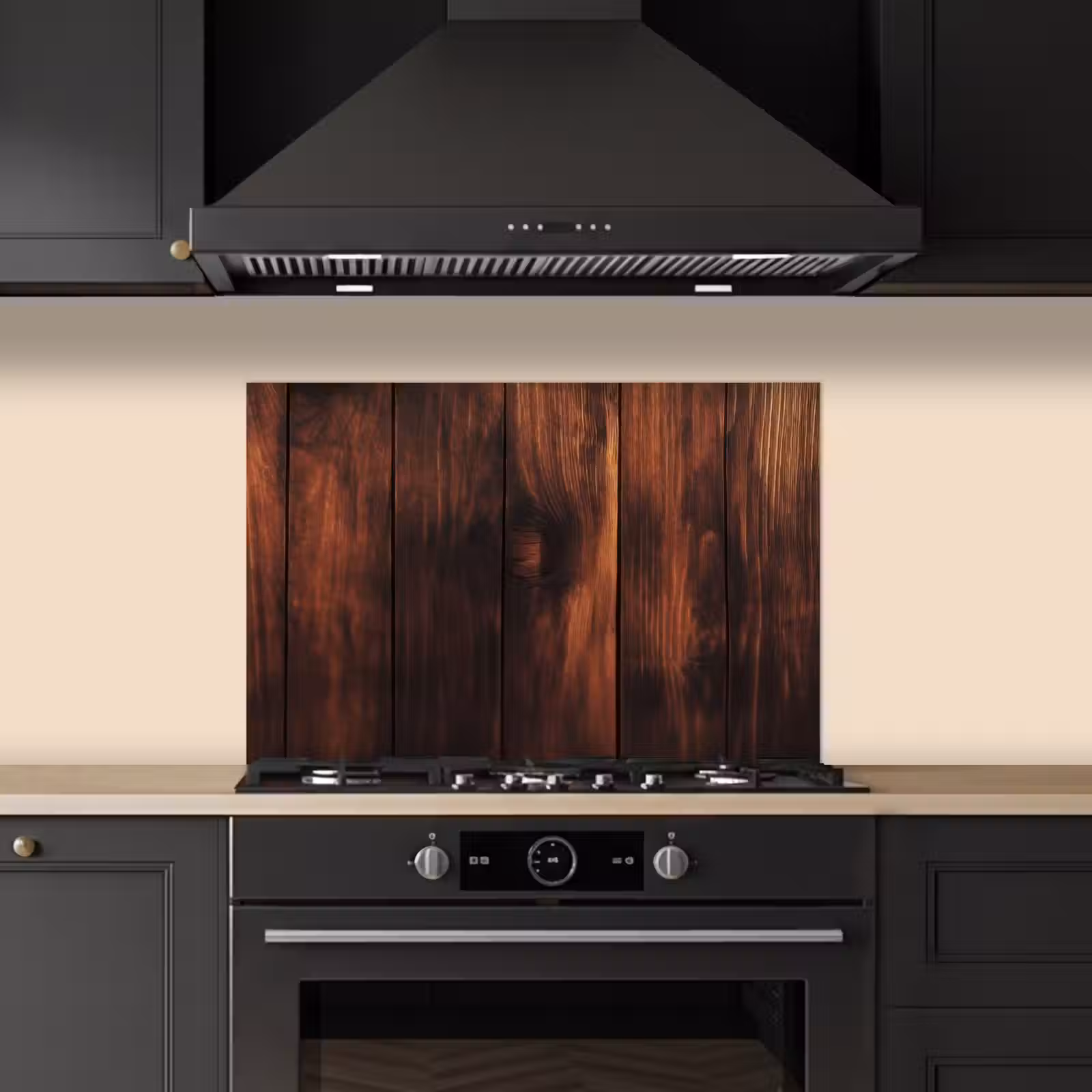 Spatscherm keuken - Hout - Planken - Vintage - Donkerbruin — 1