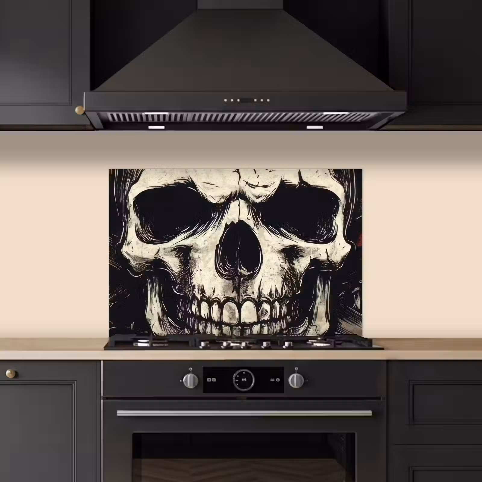Spatscherm keuken - Schedel - Kettingen - Rood — 1