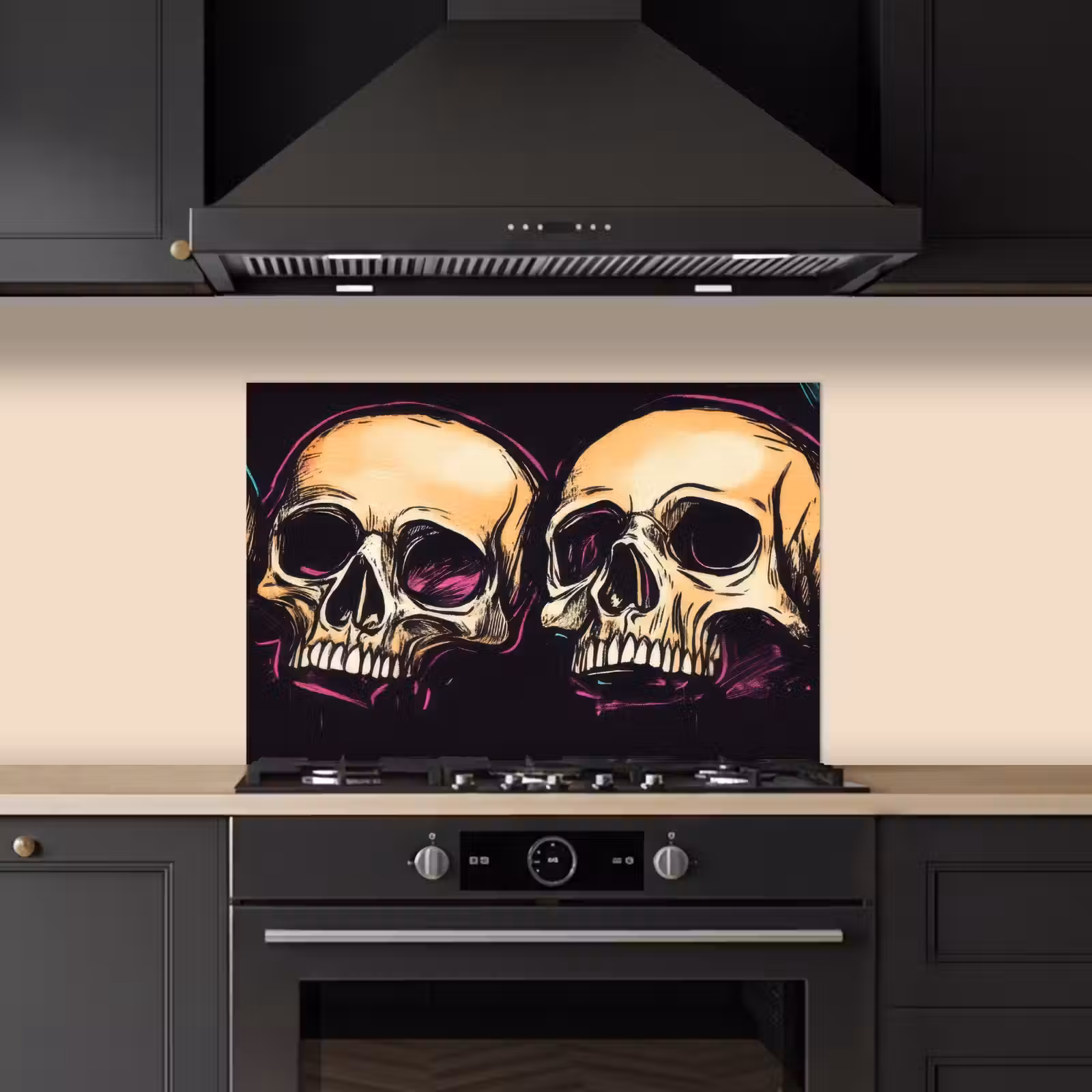 Spatscherm keuken - Schedels - Graffiti - Neon — 1