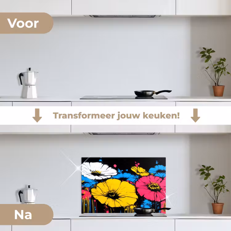Spatscherm keuken - Graffiti - Bloemen - Kleur — 2