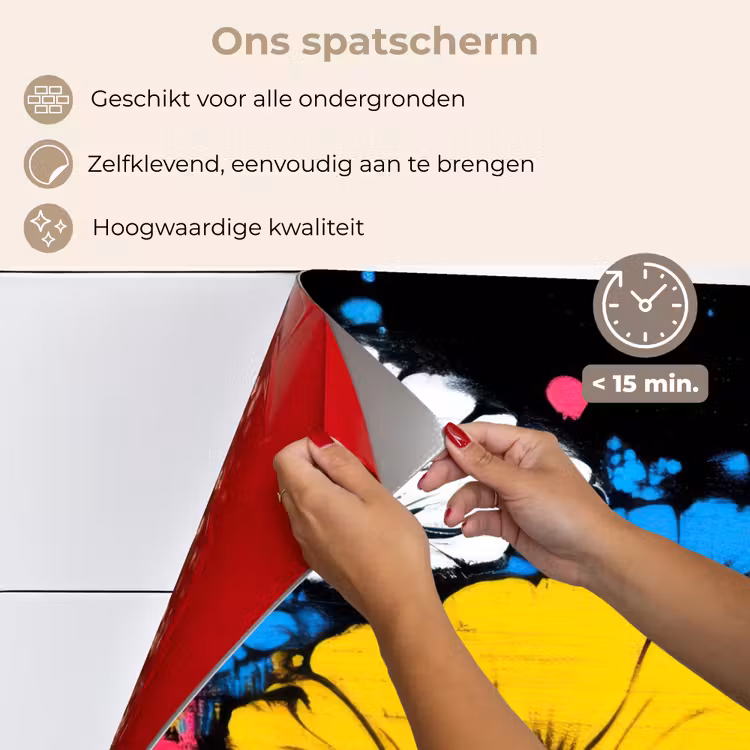 Spatscherm keuken - Graffiti - Bloemen - Kleur — 3