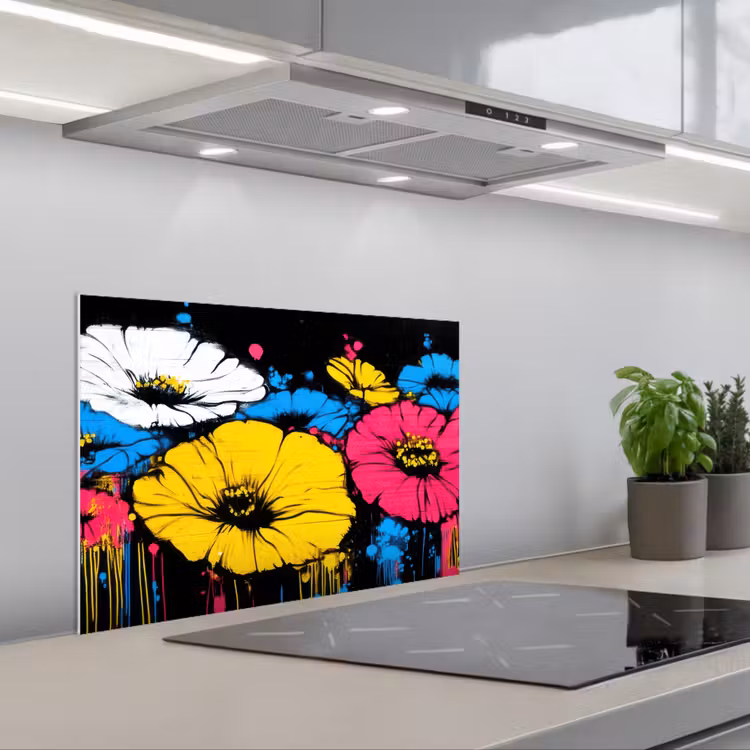 Spatscherm keuken - Graffiti - Bloemen - Kleur — 4
