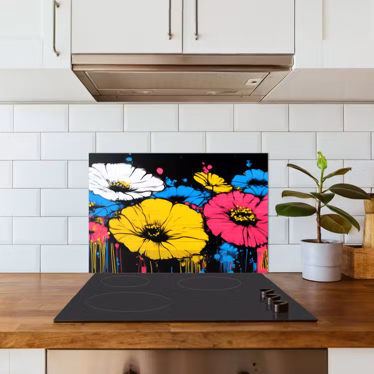 Spatscherm keuken - Graffiti - Bloemen - Kleur — 5