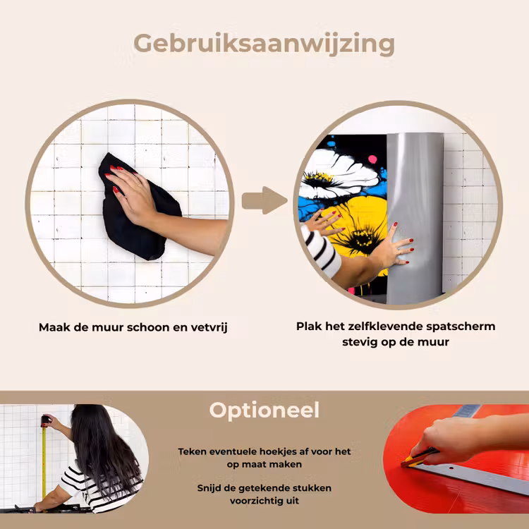 Spatscherm keuken - Graffiti - Bloemen - Kleur — 7