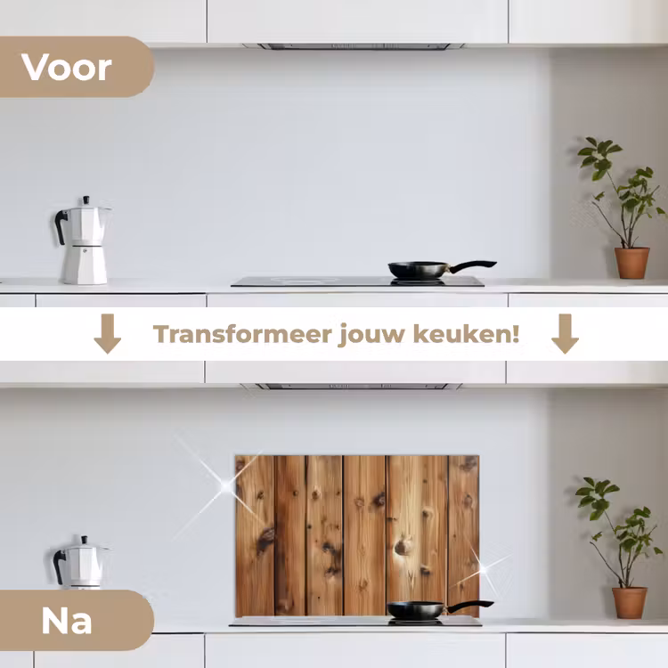 Spatscherm keuken - Hout - Planken - Bruin — 2