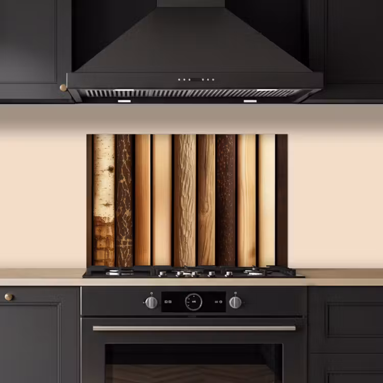 Spatscherm keuken - Hout - Planken - Natuurlijk — 1