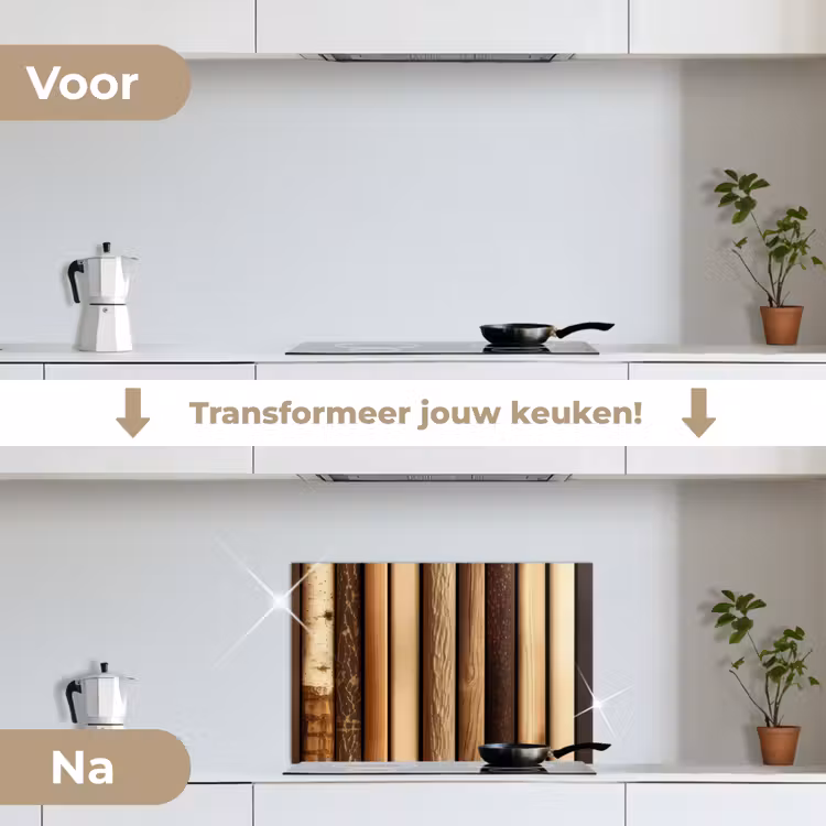 Spatscherm keuken - Hout - Planken - Natuurlijk — 2
