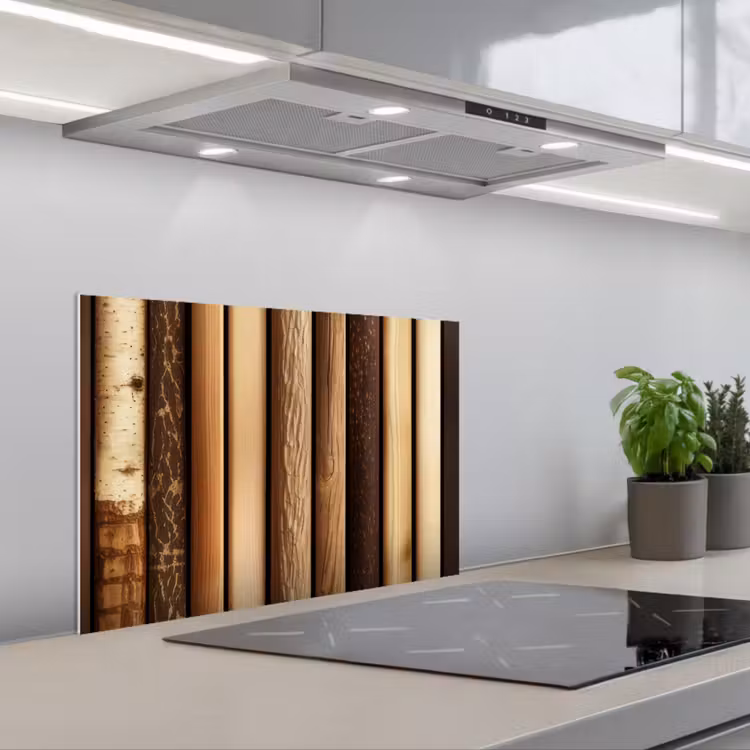 Spatscherm keuken - Hout - Planken - Natuurlijk — 4