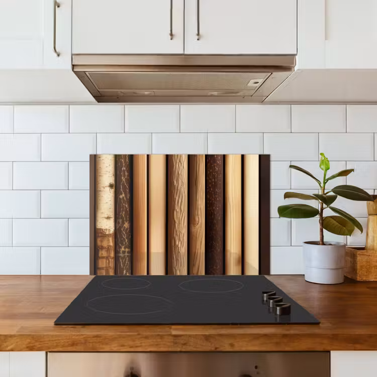Spatscherm keuken - Hout - Planken - Natuurlijk — 5