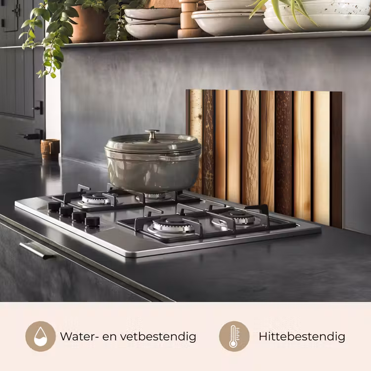 Spatscherm keuken - Hout - Planken - Natuurlijk — 6