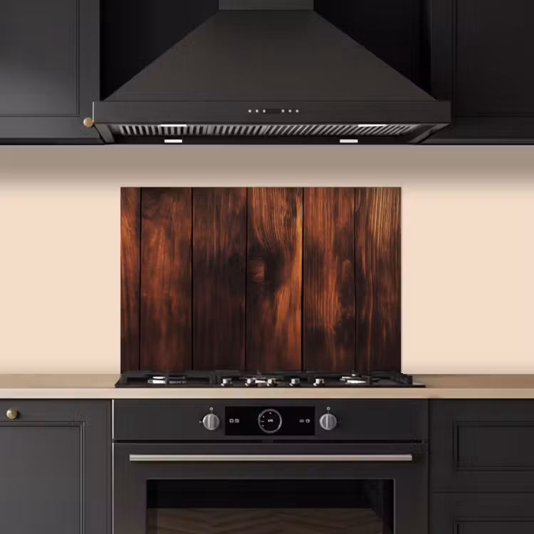 Spatscherm keuken - Hout - Planken - Vintage - Donkerbruin — 1