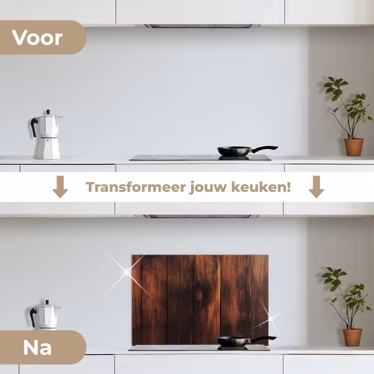 Spatscherm keuken - Hout - Planken - Vintage - Donkerbruin — 2