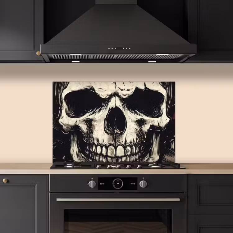 Spatscherm keuken - Schedel - Kettingen - Rood — 1