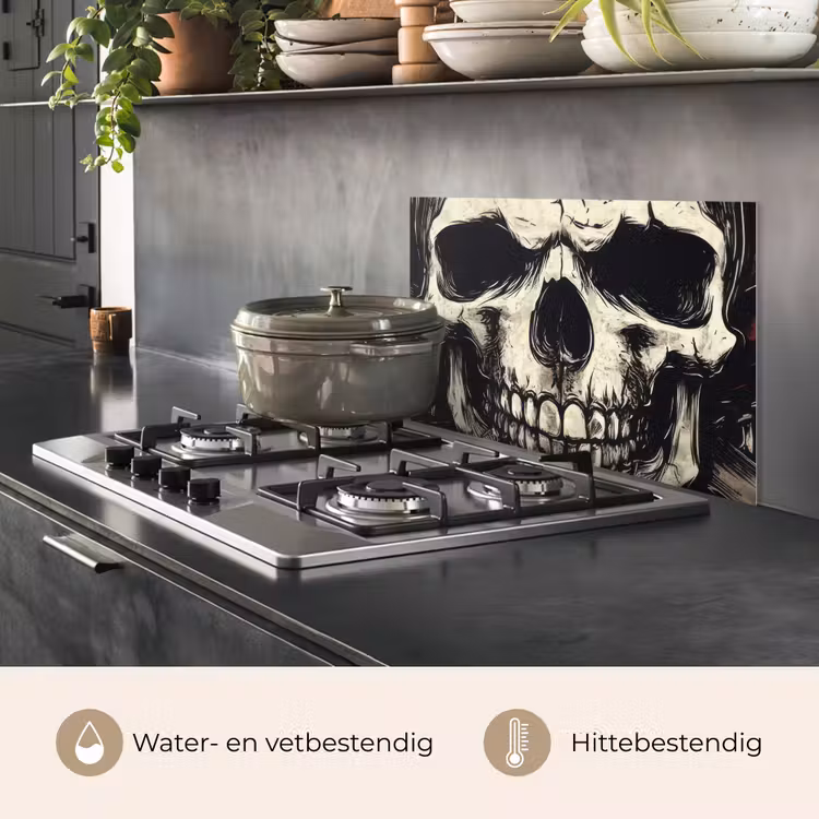Spatscherm keuken - Schedel - Kettingen - Rood — 6